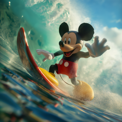 Mickey Mouse Surfing in California