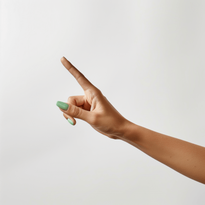 Pointing Hand with Green Nails