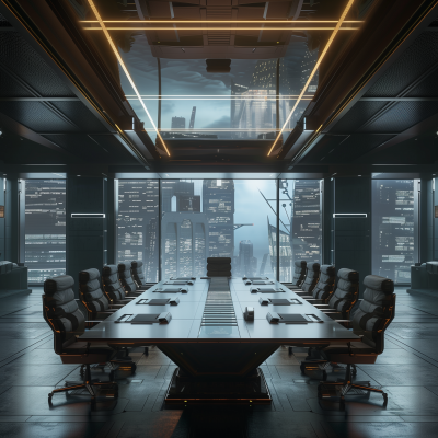 Empty SciFi Tech Company Board Room