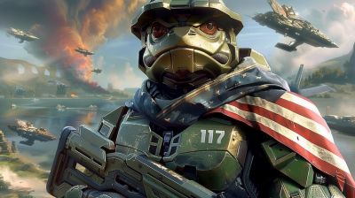 Frog Master Chief with US Flag Cloak