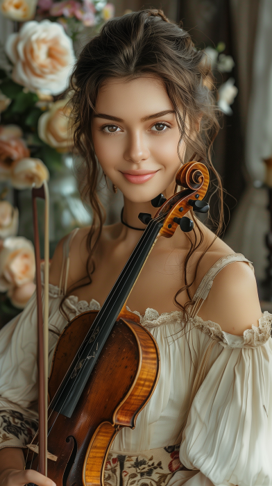 Elegant White Woman Playing Violin