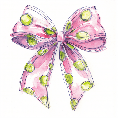 Watercolor Girly Pink Bow Illustration