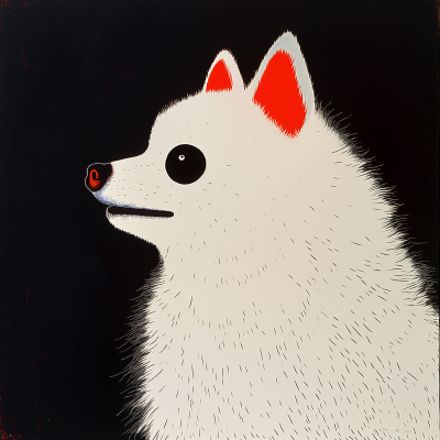 White Pomeranian Portrait