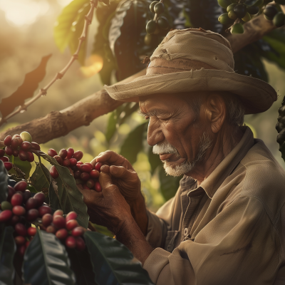 Mexican Coffee Farmer on a Coffee Farm