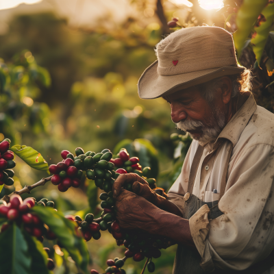 Mexican Coffee Farmer on Coffee Farm