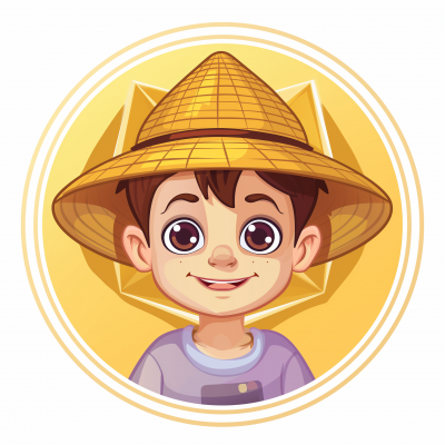 Kawaii Boy with Straw Hat Style Ethereum Coin Avatar