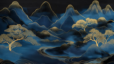 Chinese Embroidery Mountains