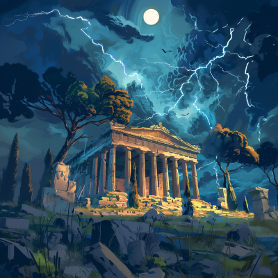 Zeus Temple in Olympia Illustration