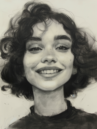 Smiling Middle Eastern girl sketch