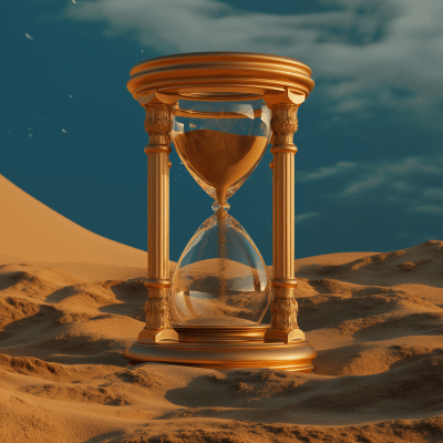 Golden Hourglass in the Desert