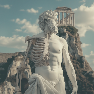 Surrealistic Greek God Statue