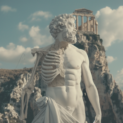 Surreal 3D Greek God Marble Statue