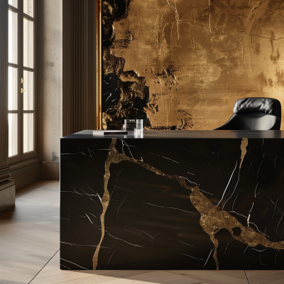 Luxury Black Marble Desk