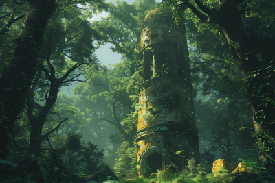 Fantasy Anime Tower in the Forest