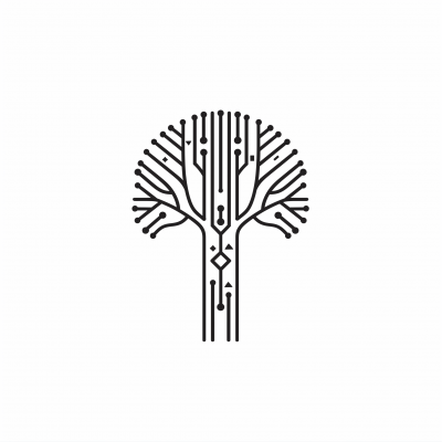 Futuristic Baobab Tree Line Art Logo