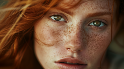 Close-Up Portrait of a Ginger Model Woman