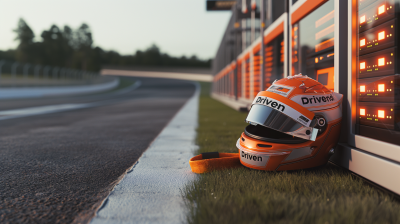 Orange Racing Helmet on Race Track