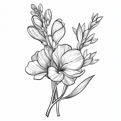Freesia Flower Coloring Page