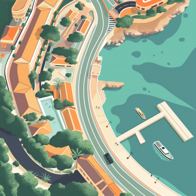 Monaco F1 Track Minimalist Illustration