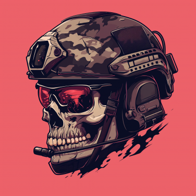 Skull with Military Helmet Logo