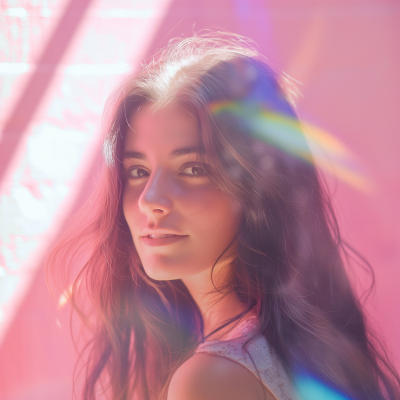 Portrait of a Young Woman with Rainbow Prism Light
