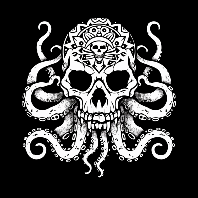 Stencil Skull with Tentacles