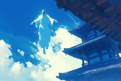 Monk Ascending into the Sky