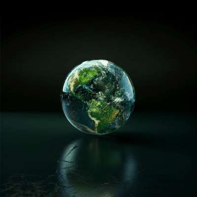 Minimalistic 3D Planet Earth on Black Background