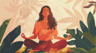 Serene Woman Meditating Illustration