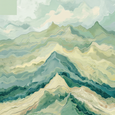 Van Gogh Style Mountain Range