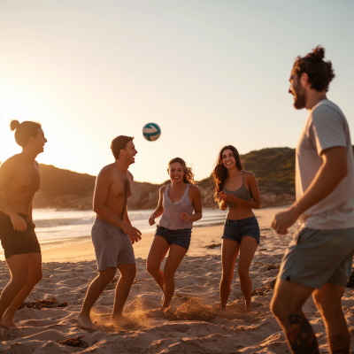 Sunset Beach Volleyball Fun