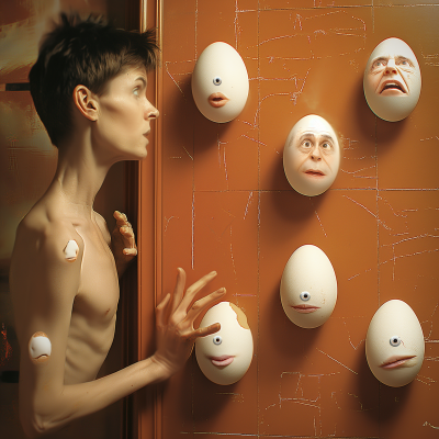 Talking Egg and Chicken Eggs with Faces Illustration