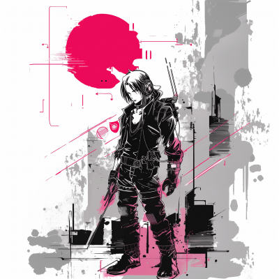 Cyber Punk T-Shirt Design with Broadsword