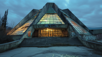Eerie Triangular Building at Dusk