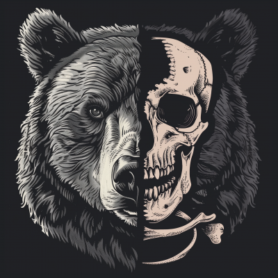 Bear and Human Skull Graphic Art