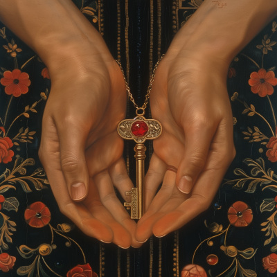 Ornate Key with Red Jewel