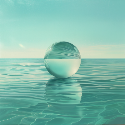 Glass Ball Floating in Calm Sea