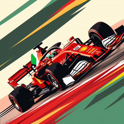 Stylized Ferrari Formula 1 Car Illustration