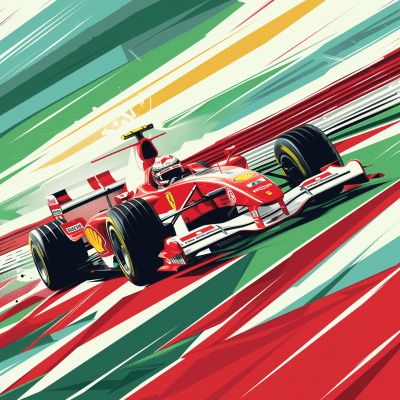 Stylized Ferrari Formula 1 Car Illustration