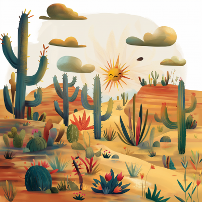 Desert Cacti Landscape