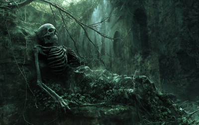Dark Fantasy Skeleton Background