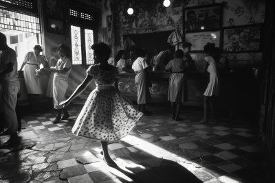 Young Woman Dancing in a Bar