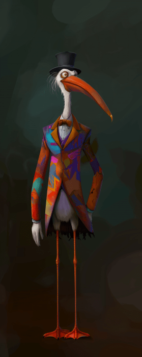 Colorful Pelican in Gaudy Outfit