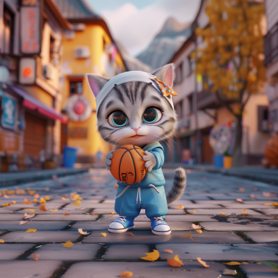 Cute Cat with Basketball