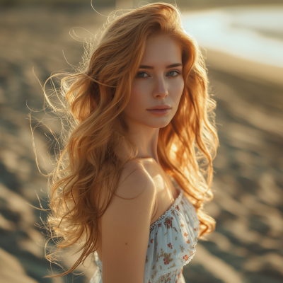 Strawberry Blonde Woman on Beach