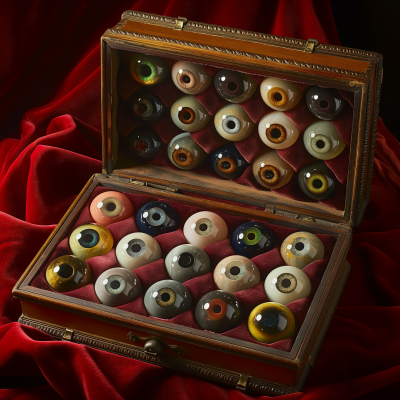 Vintage Box of Glass Prosthetic Eyes