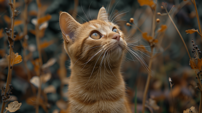 Ginger Cat in Autumn Setting