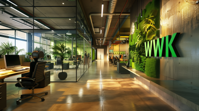 Modern Office Interior with Green Plants