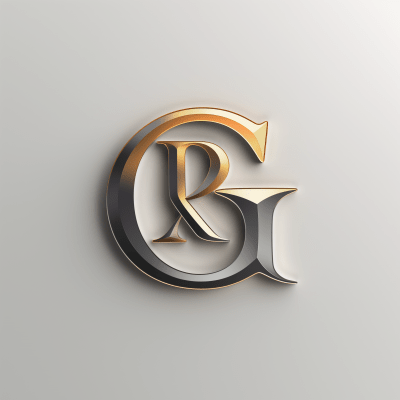 Golden Letter R on Grey Background