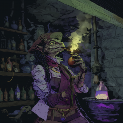 Dark Fantasy Lizard Woman Alchemist